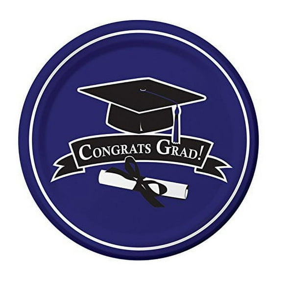 Graduation School Colors Purple 9-inch Paper Plates 18 Per Pack