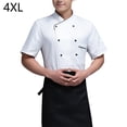 thumbnail image 2 of Uniforme de chef Delantal de cocina de manga corta Trajes de doble botonadura Camisas de costura cómodas para hombres Estilo simple para barra de café Blanco 4XL Advancent LF000329-12, 2 of 7