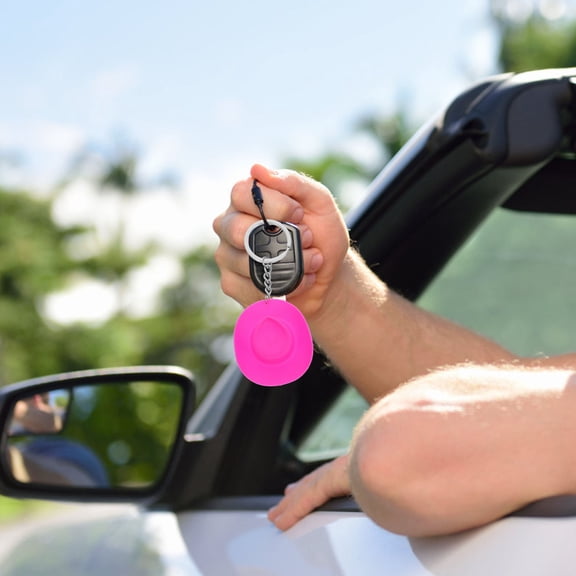 HEMOTON Rosy Cowgirl Hat Keychain Pendant Zinc Alloy and Acrylic Western Keychain Accessories for Key Storage