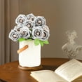 thumbnail image 4 of Artificial Foam Roses Bouquet | 25pcs Realistic Fake Rose Flowers With Stems | Lifelike Floral Arrangement Craft Decor | Wedding, Bridal Shower, Birthday, Party, Centerpiece | 27x24x5cm | Red Pink, 4 of 6