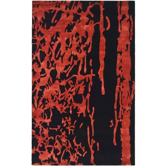 SAFAVIEH Soho Alura Abstract Wool Area Rug, Black/Red, 6' x 9'