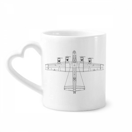

Plane Line Military Mug Coffee Cup Pottery Cerac Heart Handle 12oz