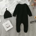 thumbnail image 4 of Gibobby Conjunto de leggings para bebés y niñas Bebé NiñosNiñas Manga Larga Sólido Cremallera Mono Mono Sombrero Trajes(Negro, 3-6 Meses), 4 of 5