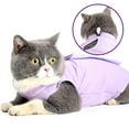 thumbnail image 1 of Lianzimau Cat Surgery Recovery Suit Cotton Cat Recovery Body wraps for Abdominal Wounds or Skin Diseases, Breathable Kittens Recovery Clothes for Cats, after Surgery Wear Suit(Purple,M), 1 of 8