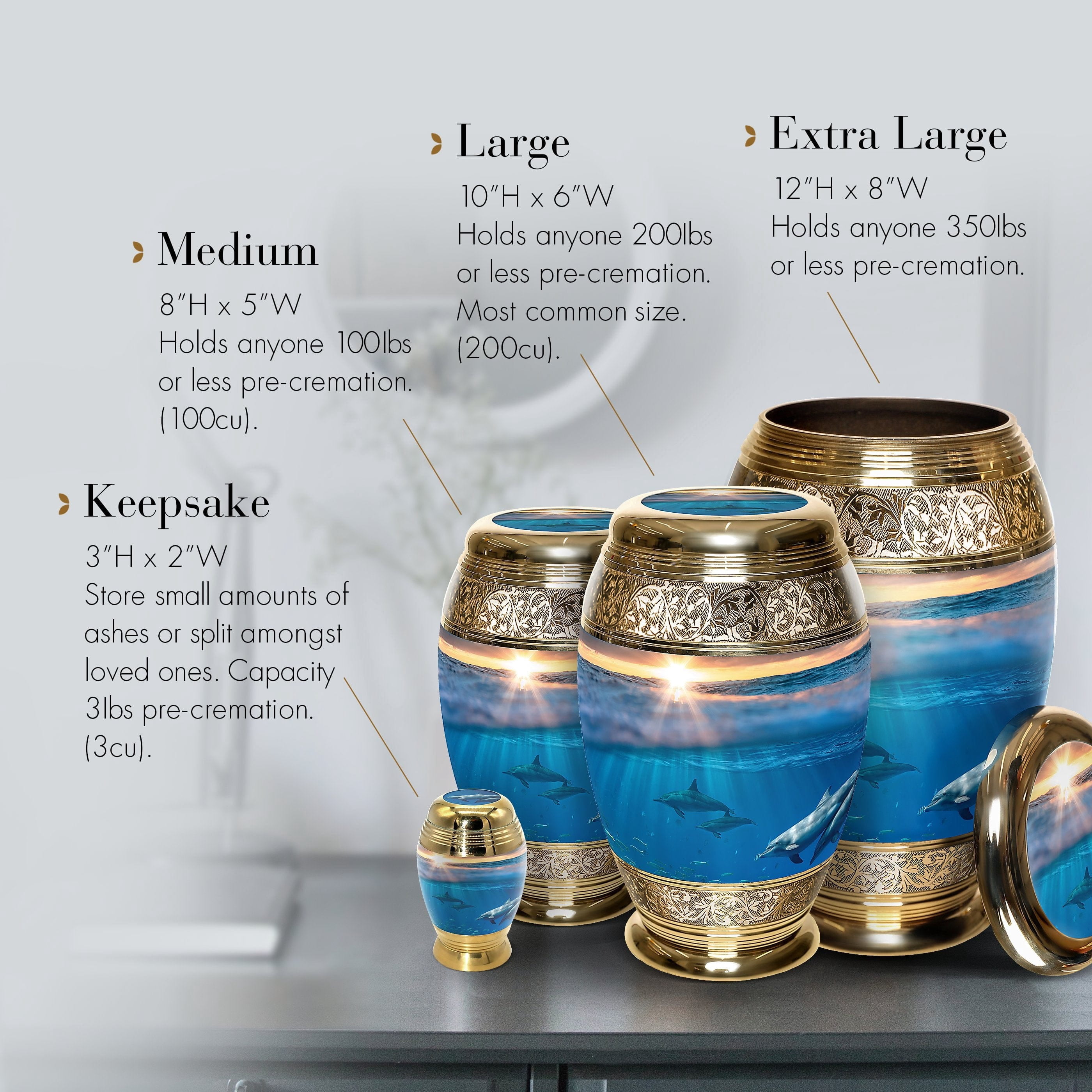 Divine Dolphins Cremation Urns for Human Ashes Adult Urns for Cremation Ashes Urns for Adult Cremation Ashes Urns for Ashes Cremation Urns for Human Ashes Adult 200 Cubic Inches Small