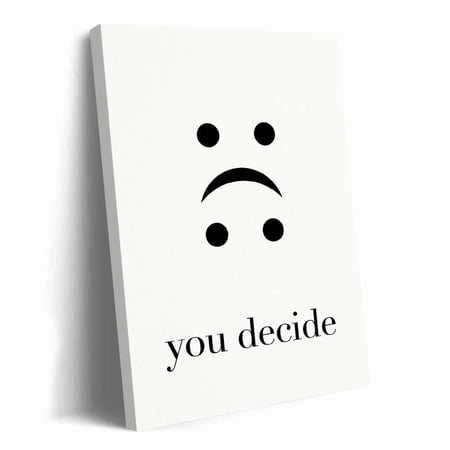 You Decide Minimalist Wall Art Happy Sad Face Optical Illusion Art Modern Black And White Print Aesthetic Living Room Office Decor, Unframed Paper Print