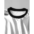 thumbnail image 5 of YONGHS Women Shiny Rave Outfits Long Sleeve T-Shirt Dress Loose Mini Dress Disco Dance Clubwear Silver XL, 5 of 7