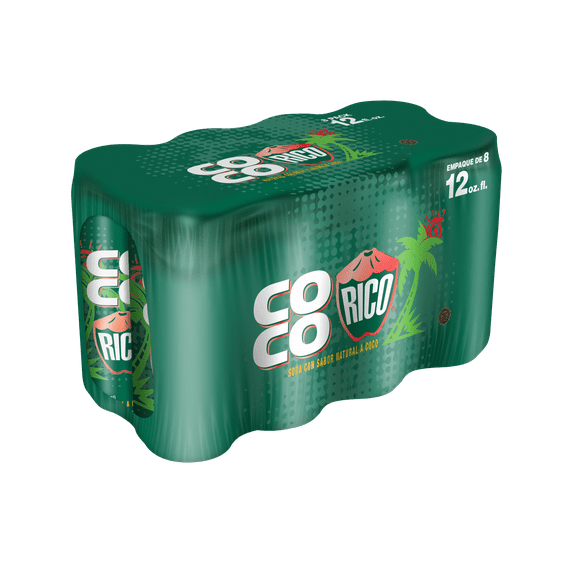 Coco Rico Regular Soda, Coco Rico Natural Coconut Flavored Soda 8 Pack 12 fl oz Aluminum Can