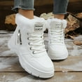thumbnail image 2 of White Female Cozy Winter Ankle Boots With Round Toe Side Zipper And Front Lace-Up Low Heel Design For Relaxed Use, 2 of 9
