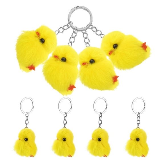 PTOOTP 8Pcs Yellow Chick Plush Keychain Soft Chicken Bag Charm Cute Keyring Accessory