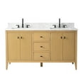 thumbnail image 3 of Vanity Art 60" Bathroom Vanity with Sink, Freestanding Storage Cabinet with Engineered Marble Top, Flip Down Tray, Drawer, and Shelve, 3 of 7