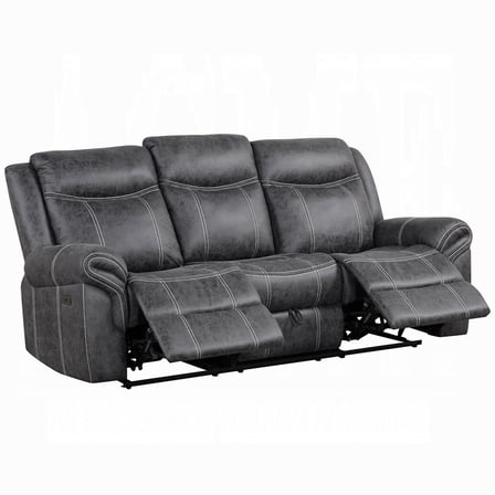Hesy Power Motion Recliner Sofa w Drop Down Table, Dark Gray 85 Inch