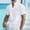 (Casual 44)White, variant on Mens Short Sleeve T Shirt Solid Color Shirts Casual Fashion Stand-up Collar Button Summer Pockets Tee Top