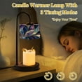 thumbnail image 2 of Candle Warmer Lamp with Timer, Abstract Elegance Teal Violet Canvas Non-slip Wireless Remote Control Wax Melts Warmer with 4 Bulbs for Home Office Dorm, Birthday Gifts for Women, 2 of 7