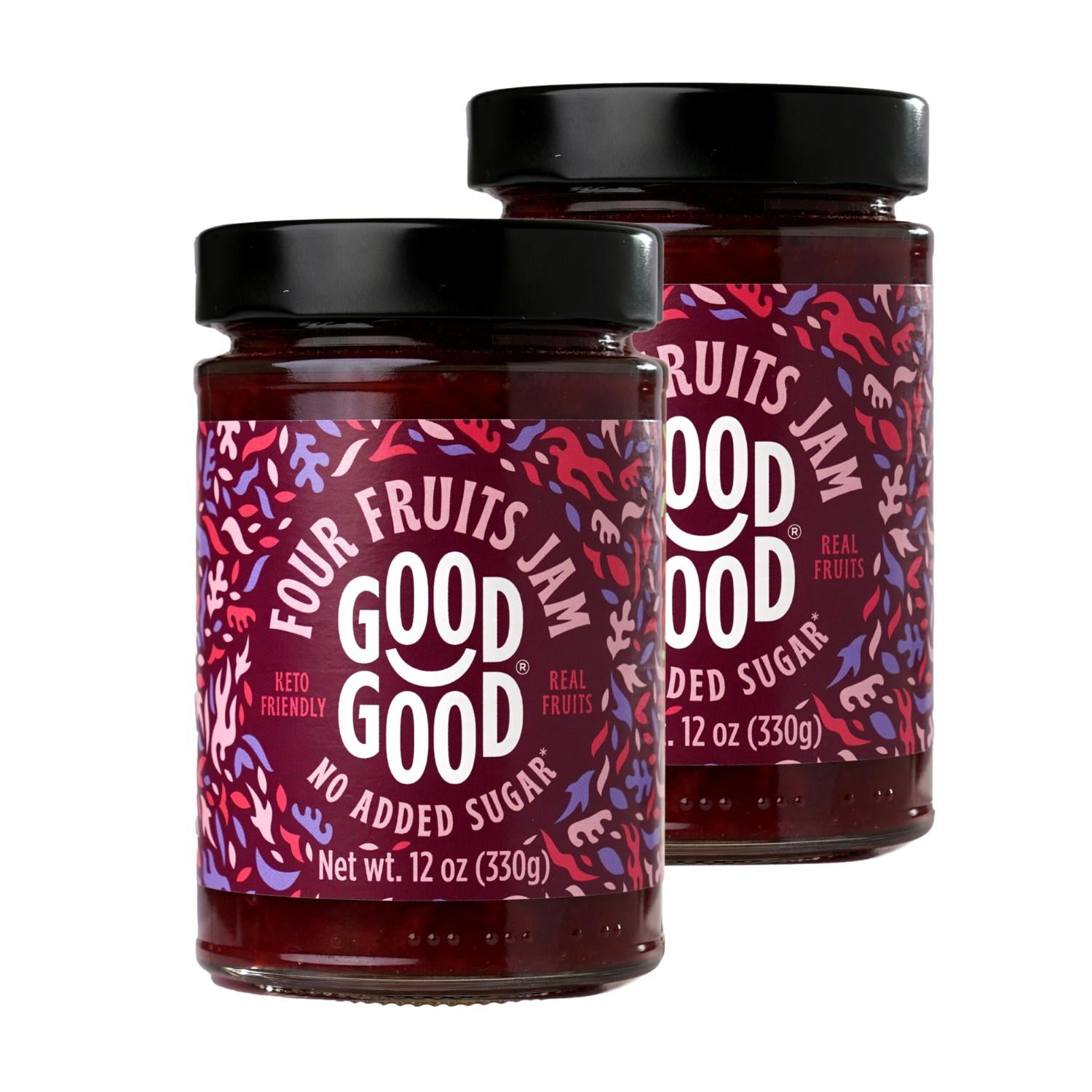 GOOD GOOD Four Fruits Jam, No Added Sugar, Low Calorie, Keto Friendly, 12 oz, 2 pack