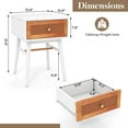 thumbnail image 3 of Gymax Ensemble de 2 Tables de Chevet Tables d'Extrémité Pieds en Bois Massif Blanc, 3 of 4