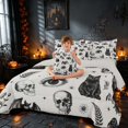 thumbnail image 3 of Homewish Halloween Skull Bat Cat King Bedding, Mushroom Eye Floral King Bed in a Bag, Black White, Gray Reversible 7-Piece, 3 of 7