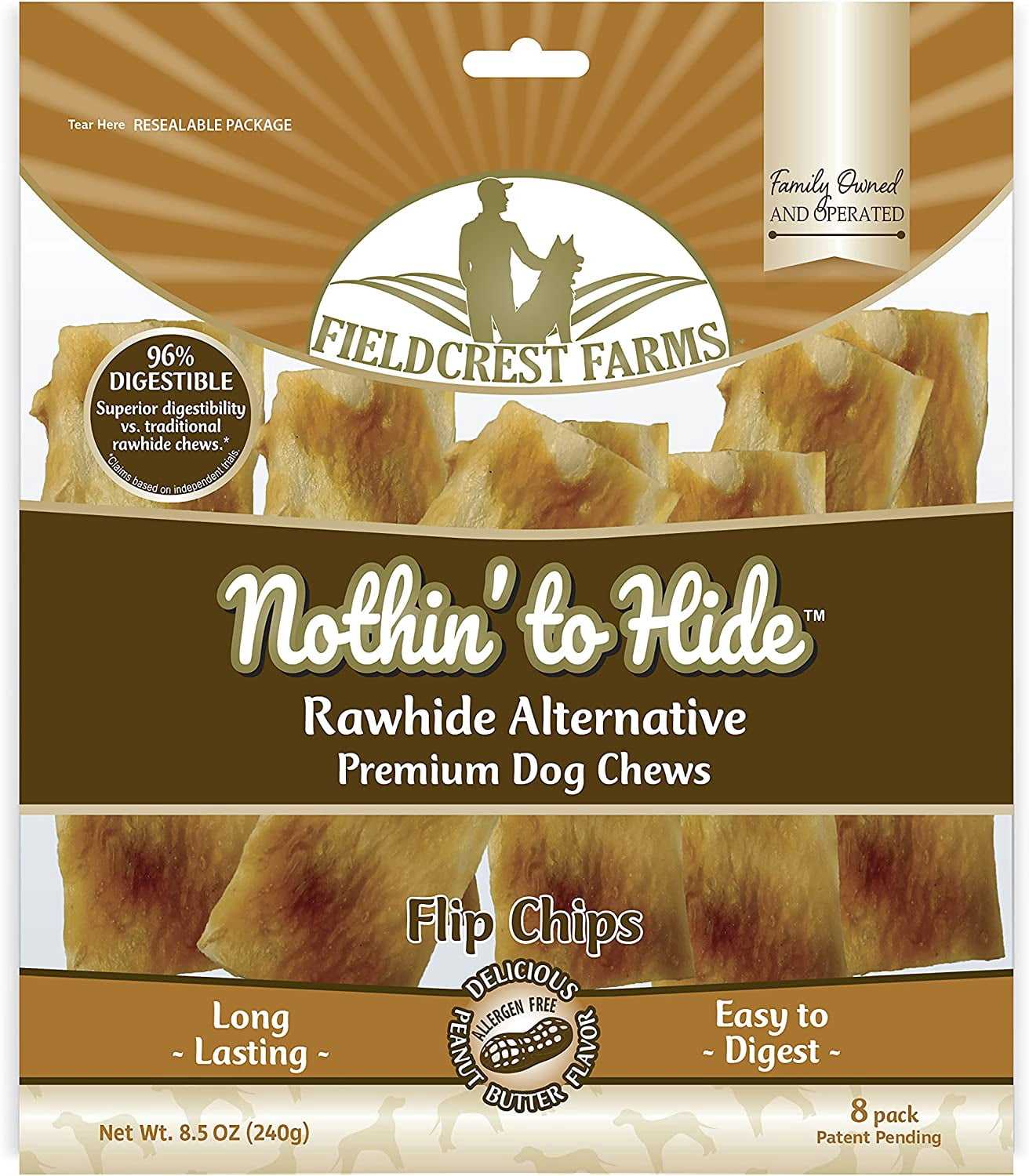 Fieldcrest Farms Nothin' to Hide Rawhide Alternative Flip Chips Chews for Dogs 8.5oz