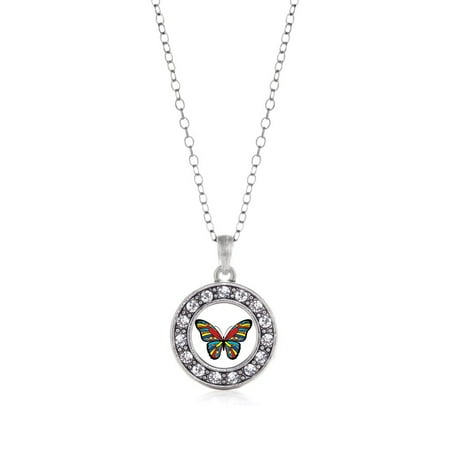 - Autism Awareness Butterfly Circle Charm Necklace