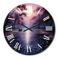 thumbnail image 2 of Designart "Pink Canal Serenitys Reflection painting" Canals Oversized Wall Clock, 2 of 5