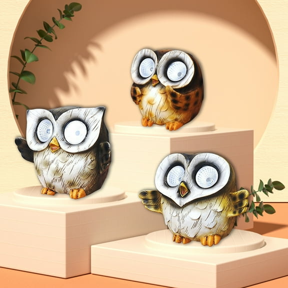 Owl Solar Light Resin Garden Decor Durable Solar Lamp Ornament Owl Home Sculpture for Porch Terrace Lawn Yard Decoration Christmas Housewarming Gift,Add Personalized and Artistic