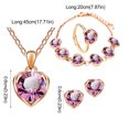 thumbnail image 3 of Yuehao Jewelry Sets, Gifts for Women, Fashion Crystal Heart Necklace Earrings Ring Bracelet Four Piece Set (Red, One Size), 3 of 3