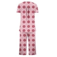 thumbnail image 5 of uublik Capri Pajamas for Women Set Short Sleeve Top and Pants Two Piece Pjs Sets Sleepwear Pink, 5 of 6