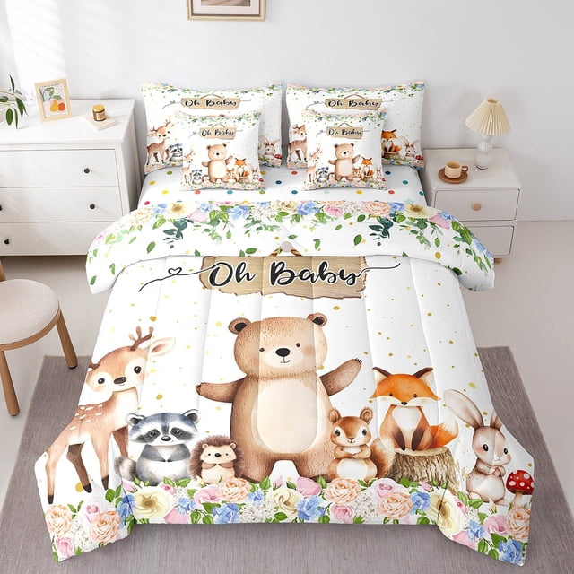 Erosebridal Literie Animaux de Dessin Animé Format Grand, Ensembles de Literie Botanique Florale Format Grand, Décor Thème Faune, Réversible