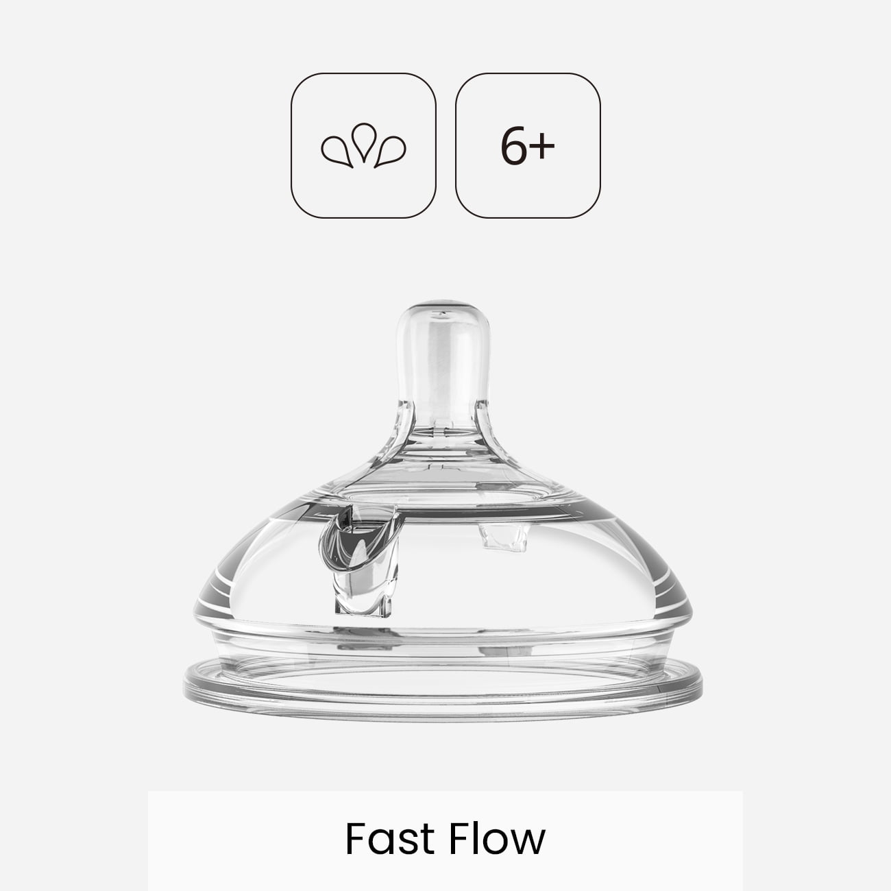 Comotomo Replacement Nipples in Fast Flow for Ages 6+ Months : 2 Count