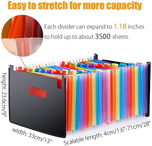 Accordian File Folder Organizer, 24 Pockets Alphabetical Expanding Filing Folders, A-Z Expandable Accordion Storage Box for Paperwork Paper Keeper Invoice Receipt Bill Document$$Office