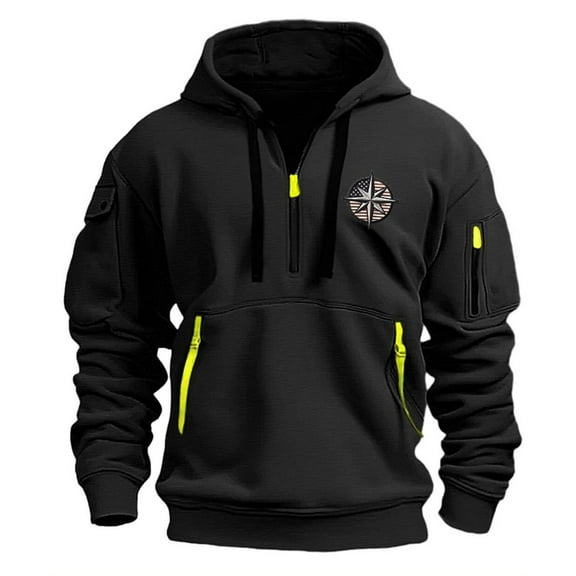 LWavelet Mens Outdoor Half Zip Pullover Hoodie Casual Long Sleeve Sweatshirt with Utility Pockets for Hiking Camping Travel