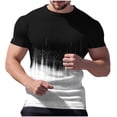 thumbnail image 6 of YueHuiYing Men's Spring/Summer Fashion Casual Loose-Fit Stretch Gym & Home Wear Striped Print T-Shirt Crew Neck Short Sleeve Top Black 4XL, 6 of 8