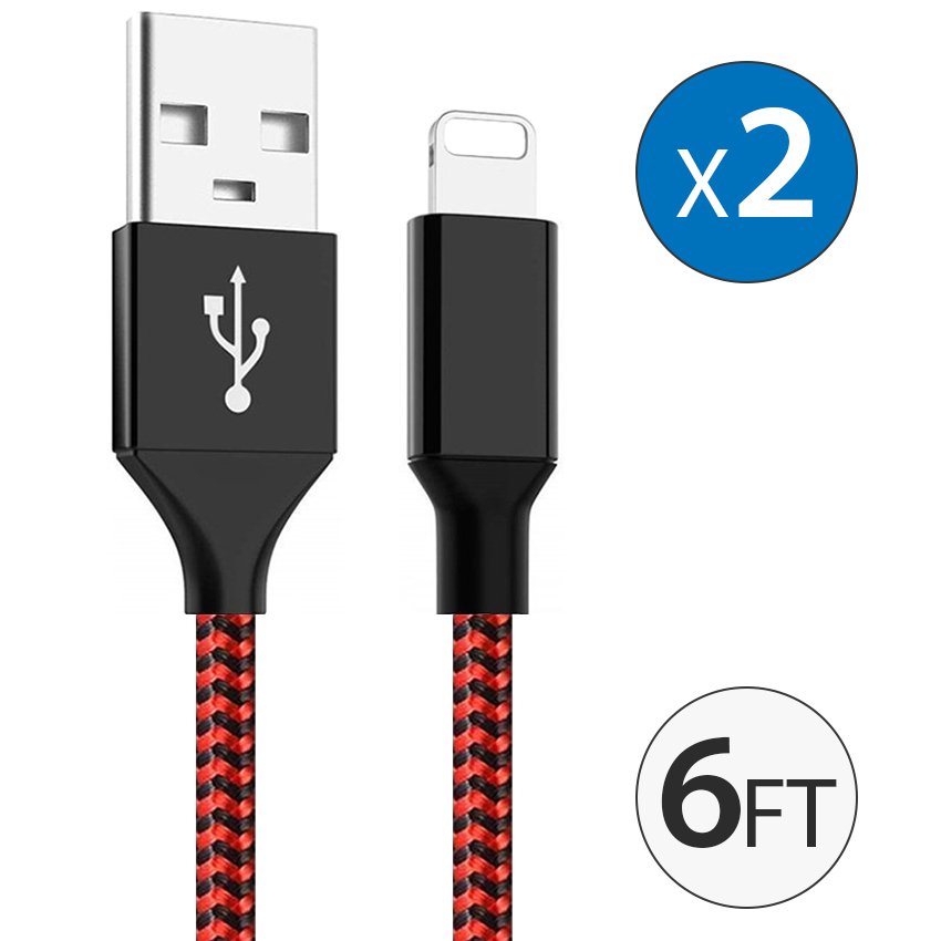 Phone Charger, Nylon Braided Lightning Cable TRMTECH 2Pack 6FT Fast