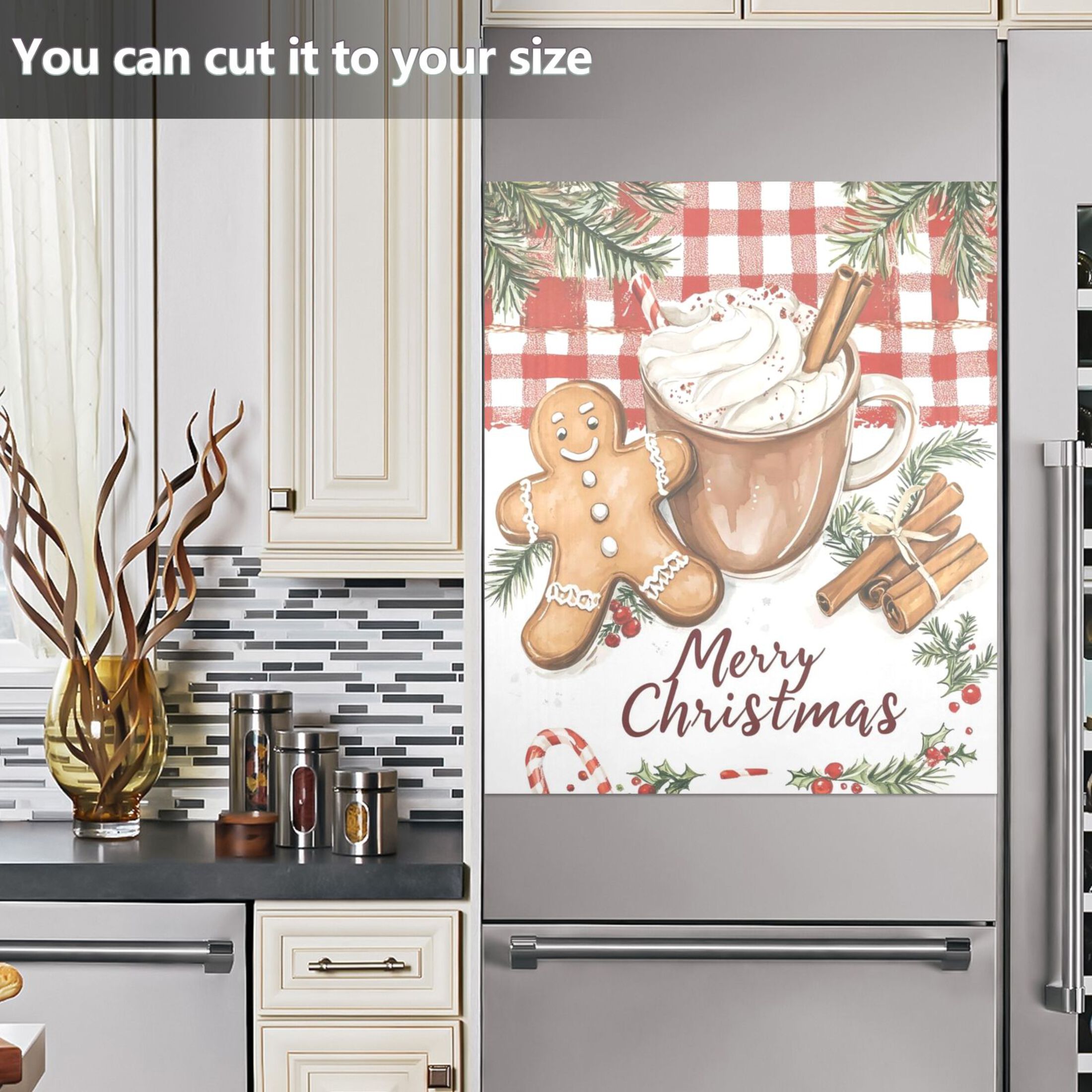 Christmas Cute Gingerbread Man Dishwasher Magnet Cover Reuseable Refrigerator Magnet Cover Decal Fridge Microwave Stickers Hoilday Party Decor 23 x 26 Inch
