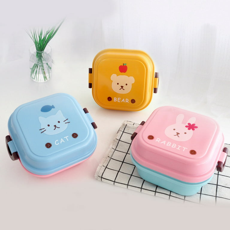 Portable Lunch Box, Mini Bento Box, Microwave Safe Cute Plastic