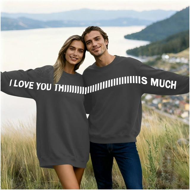 Elvqul Chandails en Molleton pour Femmes Chandail Chemises Col Rond Vacances Manches Longues Amples Saint-Valentin Chandails en Molleton Graphiques pour Femmes et Hommes