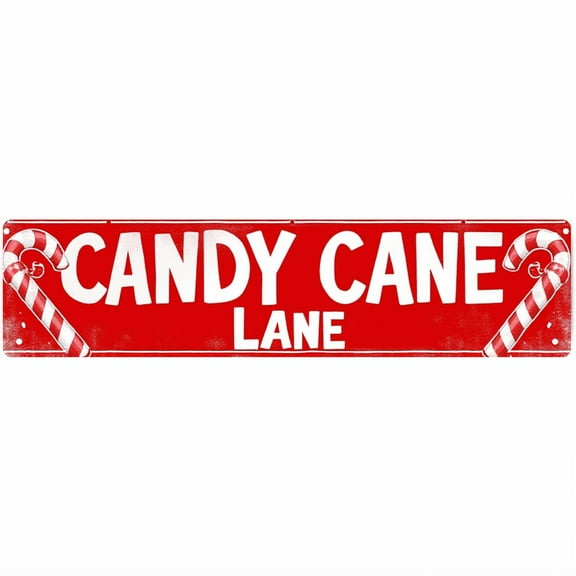 "Candy Cane Lane" Tin Sign - 16x4 Inches Holiday Decor for Wall, Great for Bedroom, Living Room, Porch | vintage decor for home, family sign, outdoor sign
