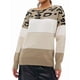 thumbnail image 1 of Suéter de Rayas con Estampado de Leopardo para Mujer, Cuello Redondo, Larga, Tejido con Bloques de Color Caqui XL, 1 of 3