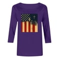 thumbnail image 4 of Wo-Fusoul T-Shirt pour Femmes, Haut à Col Rond Imprimé à Manches Trois Quarts, Chemise Décontractée à Manches 3/4, 4 of 6