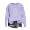 thumbnail image 5 of Dpjklzsn Women’s Halloween Rhinestone Ghost Sweatshirt, Loose Fit Long Sleeve Crewneck Pullover Top, Polyester Blend Casual Fall Shirt, 5 of 6