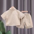 thumbnail image 5 of HBYJLZYG Baby Boys Button-Down Shirt Tops + Cotton Shorts Summer Outfit 2PCS with Pockets Beach Vacation Clothes Set 18-24 Months, 5 of 9