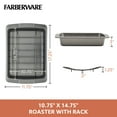 thumbnail image 2 of Farberware Bakeware 14.75 x 10.75 Inch Nonstick Roaster with U-Rack, Dishwasher Safe and Oven Safe to 450°F, Gray, 2 of 8