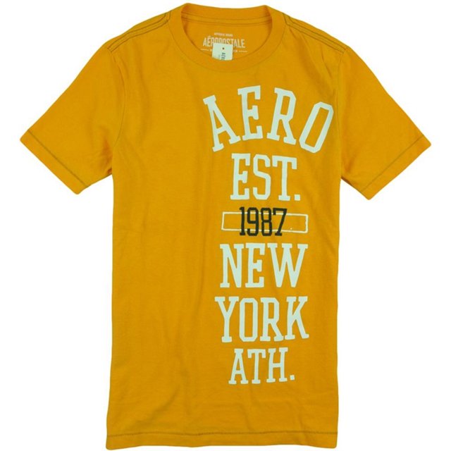 Aeropostale Hombres Aero Est. Camiseta gráfica, naranja, mediana