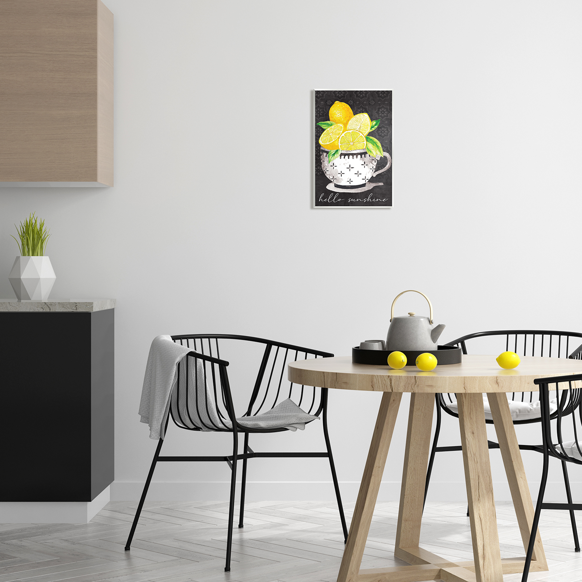 Stupell Hello Sunshine Lemons in Teacup Patterned Food & Beverage Painting Wall Plaque Unframed Art Print Wall Art