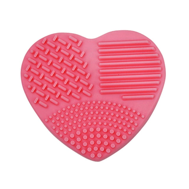 fastboy Forme de Coeur Brosse Nettoyant Brosse Silicone Nettoyage Tapis avec Éponge Sèche Humide à Double Usage, Rose Rouge