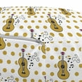 thumbnail image 3 of Guitar Pouf Cover with Zipper, Hand Drawn Style Pattern with Musical Instruments Notes Polka Dots Retro, Soft Decorative Fabric Unstuffed Case, 30" W X 17.3" L, Pale Coffee Black Pink, by Ambesonne, 3 of 5