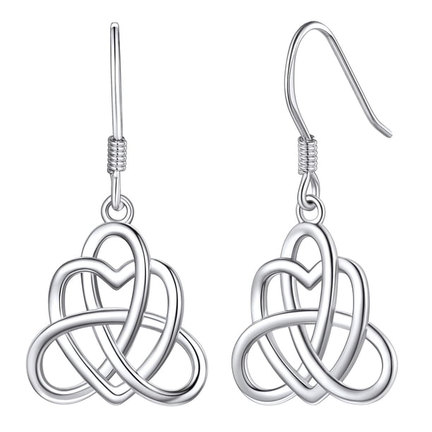 Pendientes de nudo celta con corazón de Silvora para mujer, pendientes colgantes de plata de ley, joyería irlandesa, regalo para el día de la madre, Navidad
