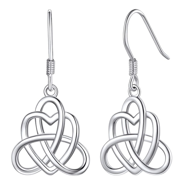 Pendientes de nudo celta con corazón de Silvora para mujer, pendientes colgantes de plata de ley, joyería irlandesa, regalo para el día de la madre, Navidad