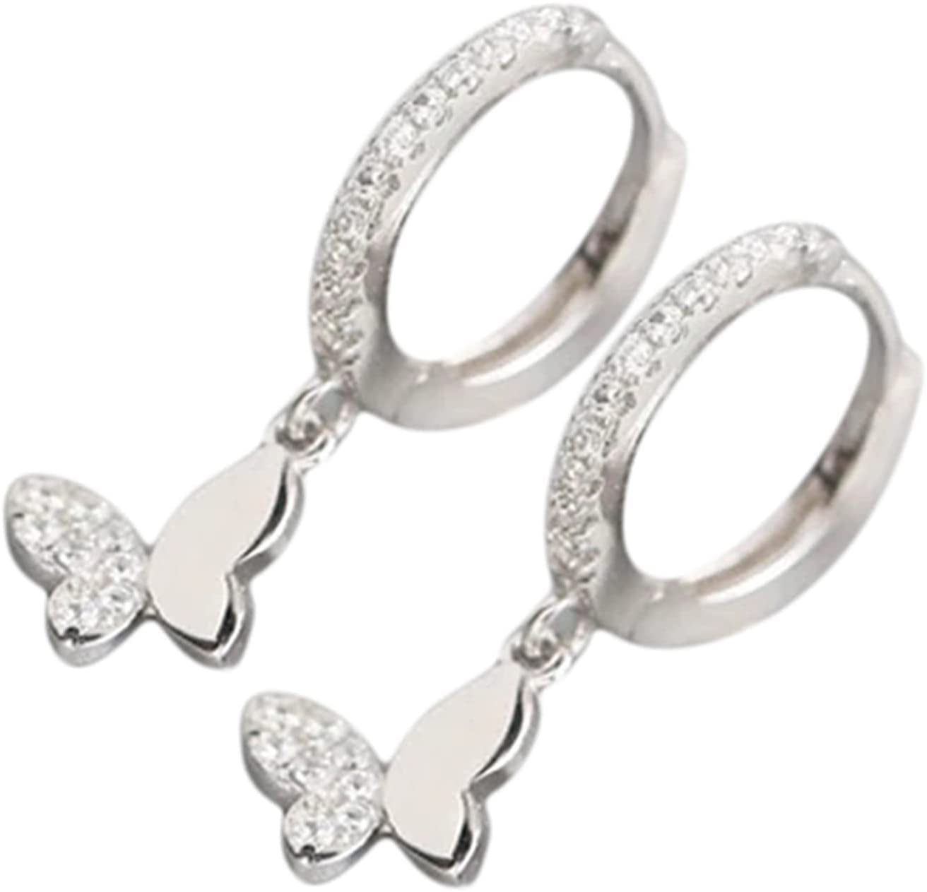 5Pairs Butterfly Shape CZ Crystal Zircon Hoop Earrings Silver Gold Plated Hoop Earrings New Design Charms Earrings