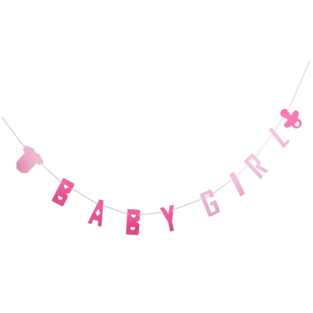 Banner divertido de fieltro para bebé niña o niño, accesorios para baby shower, bautizo, fiesta de revelación de género Rosado